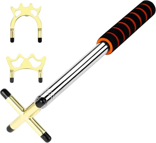 PCKOBEVER Billards kö pinne bro, infällbar snooker kö pinne bro med mässingsbrohuvud, snooker pool vilopinne pool köhållare biljard kötillbehör (guldbro + tre mässingshuvud)