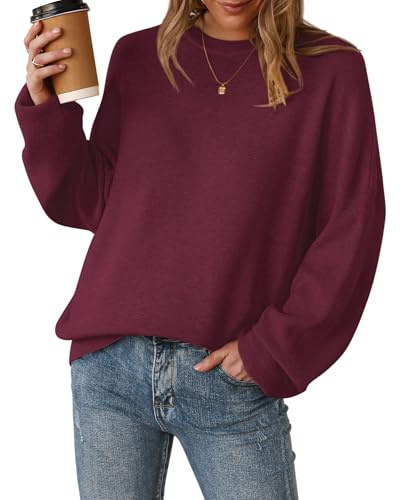 Arach&Cloz Pull Femme Oversize en Laine mélangée pour Collection Automne Hiver col Rond Manches Longues
