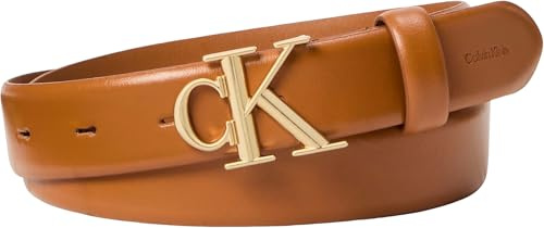 Calvin Klein Cintura da donna rotonda con fibbia Ck 30 mm cintura liscia LV04F7074G, marrone, 130