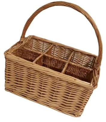 Panier de pique-nique en osier tissé à la main avec doublures amovibles Panier de camping en plein air pour pique-nique, rangement de bouteilles