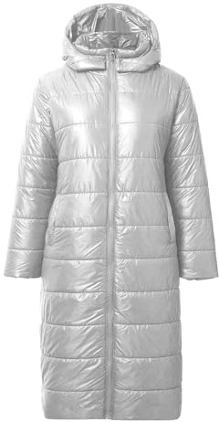 Chaqueta de plumas para mujer, larga con capucha, chaqueta para mujer, invierno, ligera, suave, impermeable, acolchada, cálida, Parka Duvet Anorak a prueba de viento, chaquetas de senderismo, chaqueta