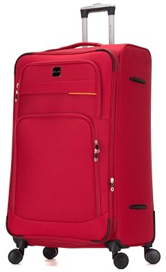 Skylark 32 Extra Large Suitcase Super Lightweight Luggage 20% Expandable 4 Wheels Spinner 3-Digit Combination Lock Soft Shell Luggage Check in for 30kg (Red, 162 litres)