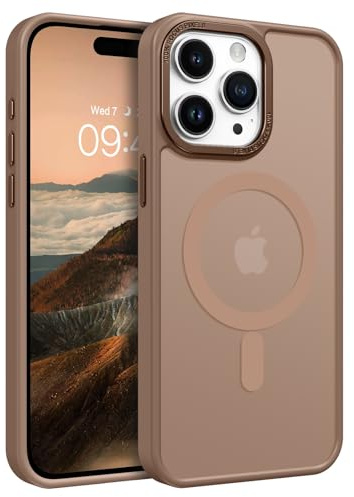 GaoBao for iPhone 15 Pro Max Case,[Compatible with MagSafe] [Military Grade Drop Tested] Translucent Matte Back Women Men Slim Shockproof Phone Cover for iPhone 15 Pro Max Phone Case,Desert Titanium
