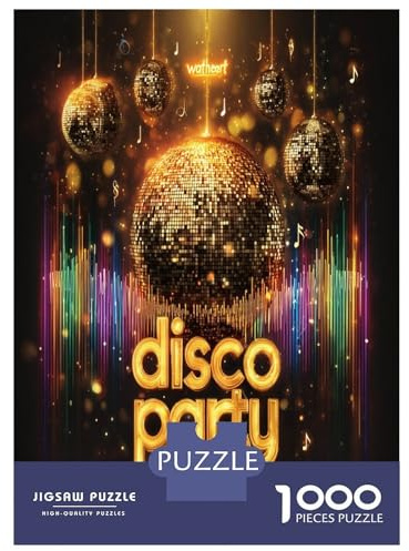 Disco Party Puzzle de 1000 Piezas Papel para Adultos Luz Nocturna Puzzle para Toda la Familia Relajación 52x38cm/1000pcs