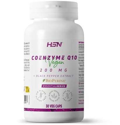 HSN Coenzima Q10 200mg + BioPerine® | 30 Cápsulas Vegetales | Ubiquinona Q10 + Extracto de Pimienta Negra | Máxima Biodisponibilidad y Absorción | No-GMO, Vegano, Sin Gluten