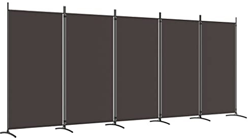 vidaXL 5-Panel Room Divider Brown 433x180 cm Fabric
