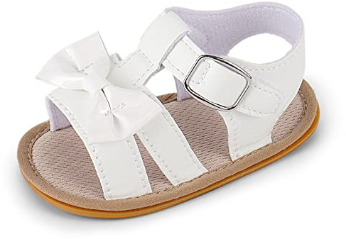 MASOCIO Sandalias Bebe Niña Verano Zapatos Primeros Pasos Bebé Recién Nacido con Suela Goma Talla 20 12-18 Meses Beige
