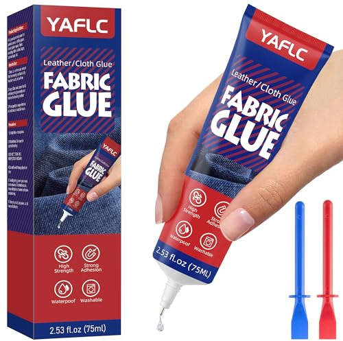 YAFLC Pegamento Textil 75ml, Extra Fuerte Pegamento para Tela Textil, Adhesiva para Tela, Cuero, Lona, Tejido de Nailon, Prendas de Vestir