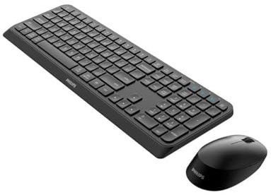 Philips SPT6407B/16 Combo Teclado y ratón, inalámbrico, 2,4 GHz, Bluetooth (3 Dispositivos), compatibilidad con Windows, MacOS e iOS, Teclado QWERTY,1600 dpi, Negro
