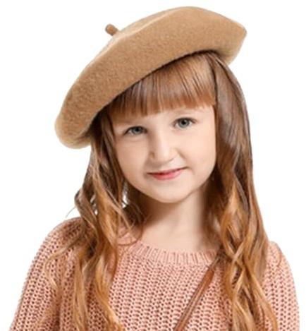 Winmany Béret pour Fille Couleur Unie Bonnet français Automne et Hiver Chapeau d'artiste en Laine (FR/ES, Alpha/Lettres, Taille Unique, Kaki)