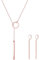 ZENGSING Anhänger Halskette Damen Baumeln Ohrringe Schmuck Set Kette Y Halskette vertikale Bar Anhänger Lariat Halskette Damen Anhänger Hoop Ohrringe für Frauen Mädchen Geschenke (Roségold)