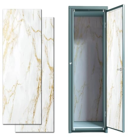 2 Pcs Locker Magnetic Wallpaper White gold marble texture pattern for cover brochure poster realistic 12 x 36 Wall Magnetic Sticker Removable Locker Accessories Decor Easy Install for Office School