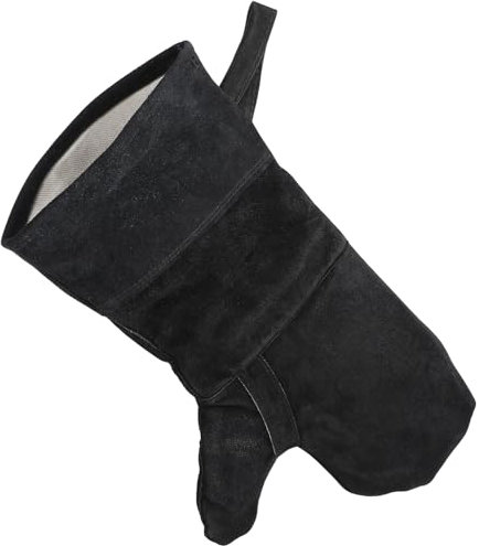 HANABASS Heat Resistant Gloves for High Temperature Cooking, Leather Fireproof Oven Gloves, Fire For Wood Burners For Grilling, Cooking, Baking, Barbecue, Welding, Stove, Oven, Grill, Black