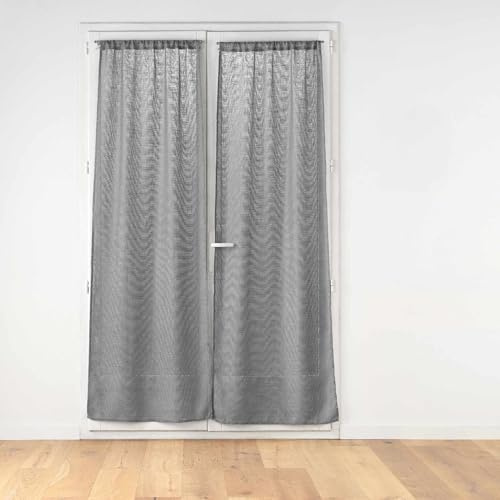 Douceur d'Intérieur, Paire Droite Passe-Tringle (2 x 70 x 200 cm) Haltona Gris, Effet Lin Tissé