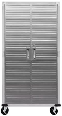 Heavy-Duty Storage Cabinet with Roller Doors, Rolling Casters (Granite Grey, 36 W x 18 D x 72 H)
