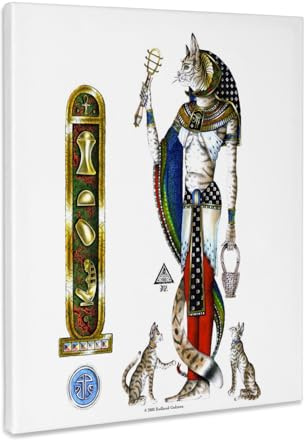 3dRose Bast Egyptian Cat Goddess Pagan Art on white background Museum Grade Canvas Wrap 8x10