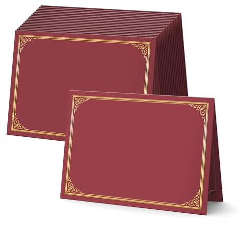 BELLE KR® Red Certificate Holders 8.5 x 11, 30 Pcs - Used as Award Certificate Folders with Gold Foil Border for Letter Size 8.5 x 11 Certificates, Awards, Documents and Diplomas