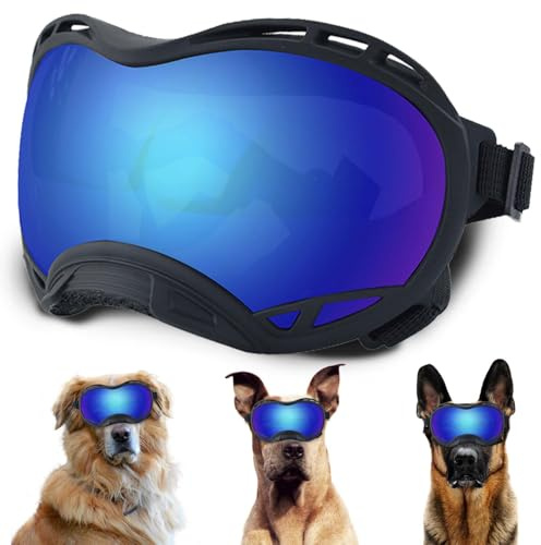 Dog Sunglasses,Doggles Anti-UV Protection,Pet Sunglasses with Adjustable Strap,Suitable for Motorcycle Car Driving Bike Riding Hiking Swimming Wind Dust Fog Dog Eye Protection