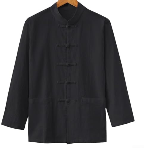 Traditional Chinese Men's Tai Chi Coat Jacket, Tang Suit Uniform Cardigan (XL Black)