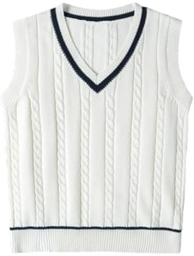 Sleeveless Jumpers for Women Knitted Crew Neck Tank Tops Chunky Knitwear Pullover Casual Sweater Vest Sleeveless Knitted Sweatshirt Vest Knitting Undershirts for Ladies White