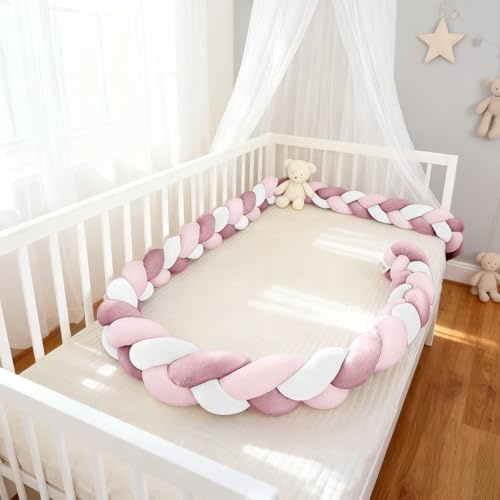 HJZPWB Protección Cama Trenza, Almohadas Trenzado Anudado, Cojines Serpiente De Peluche, Cojín Protección contra Caídas, Alfombra Anticolisión Trenza Cuna Bebe,A24,100cm
