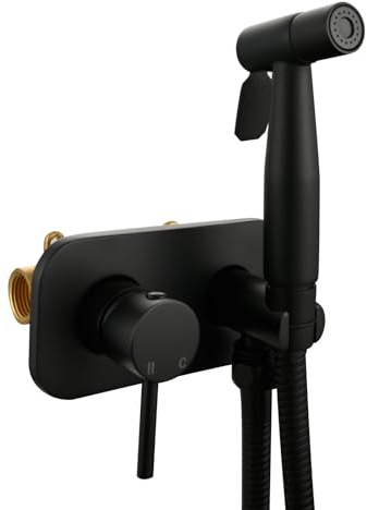 QHQQXN Kit de Douche pour Bidet en Acier Inoxydable – Robinet d'eau Froide Chaude Mural avec Tuyau Blanc, F1 – Douchette de Salle de Bain de qualité supérieure pour Une hygiène améliorée