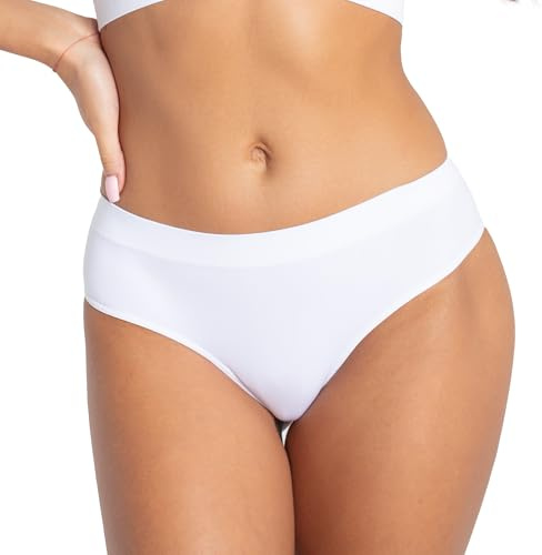 Gatta Sisi Thong by Culotte de Sport, Coupe brazylienne, Taille Haute, très Confortable, élastique, Douce, avec Gousset antibactérien, agréable, Lisse, emballée en 3 pièces (Blanc, L)