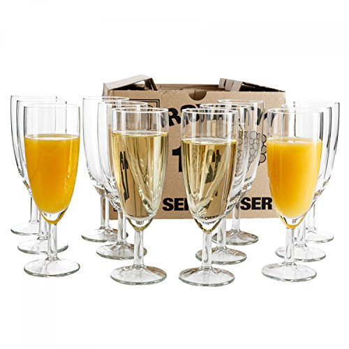 Van Well 12er Set Sektglas Royalty, 0.1L geeicht, Ø 50 mm, H 160 mm, Sektflöte, Kelchglas, Champagner- u. Prosecco-Glas, Partyglas, Gastronomie