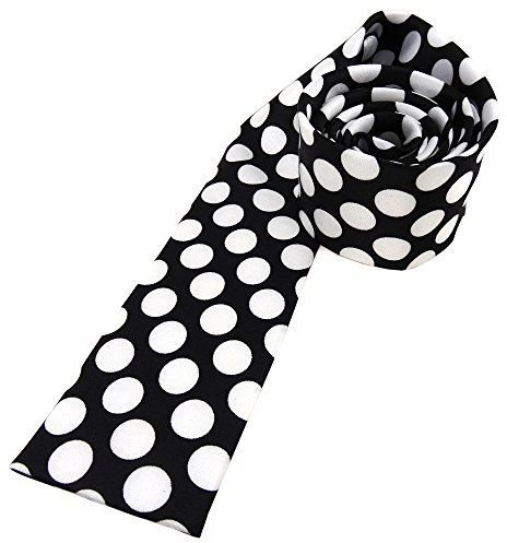 TigerTie Damenkrawatte in Satin schwarz weiss-silber gepunktet, Größe 125 x 5,5 cm