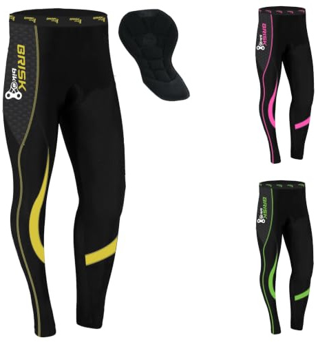 Brisk Bike Radhose, gepolsterte Winter-Thermohose für Damen, Fahrradhose, Leggings, Radlerhose XL schwarz / gelb