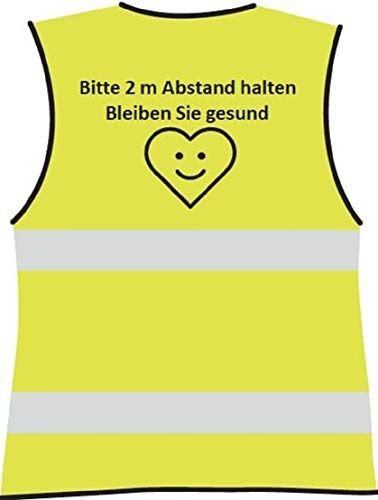 Warnweste Sicherheitsweste Bitte 2m Abstand halten - Bleiben Sie gesund! (XXL/3XL)