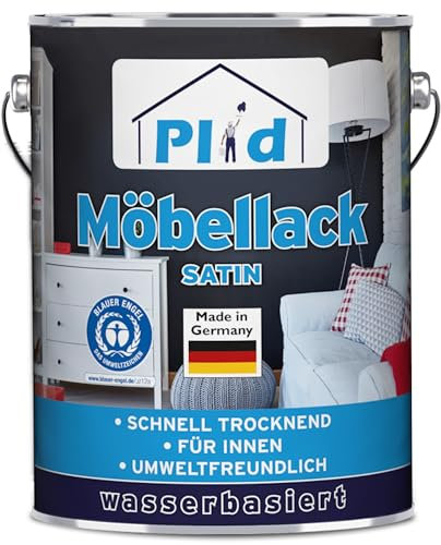 Plid® Peinture Meubles sans ponçage, Blanc Satin 2,5L - Laque blanche résistante [MULTI-SUPPORTS] pour Mobilier en bois, métal, PVC rigide & Boiseries neuves ou anciennes - Interieur & Exterieur