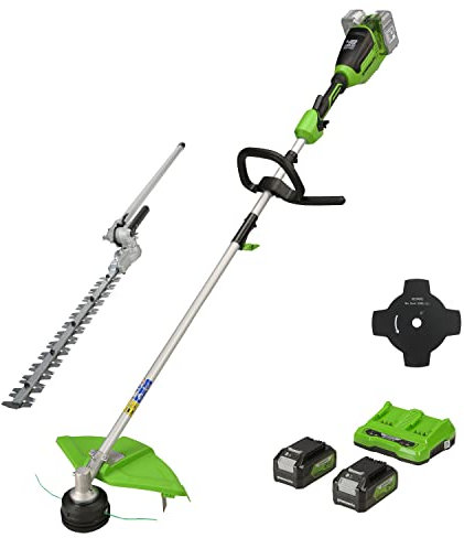 Greenworks 48V (2x24V) Tagliabordi a Batteria x Giardini Medio-Piccoli, Ampiezza Taglio 40cm + Greenworks Accessorio Tagliasiepi