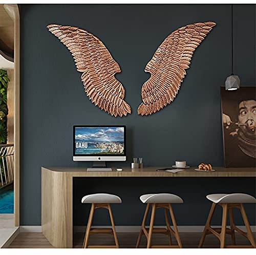 Samnuerly Decorazioni murali, Ali d'Angelo Dorate da Appendere alla Parete, Decorazioni da Parete, Adesivi murali in Metallo in Ferro battuto, bassorilievo Artigianale (Dimensioni : 40X110 cm)