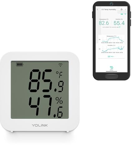 YoLink X3 Version Temperature & Humidity Sensor, Supports App Real-Time Data Refresh, Alexa, IFTTT, Home Assistant Integration - YoLink Hub Required