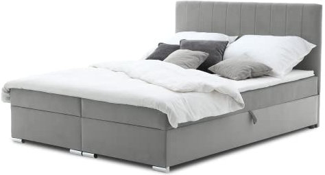 Boxspringbett Grenland 180x200 mit Bonnell-Federkernmatratze und Topper. Kontinentalbett mit Stauraumbett und dekoratives Kopfteil! Das Beste Doppelbett für Seniorenbett! (Trinity 14)