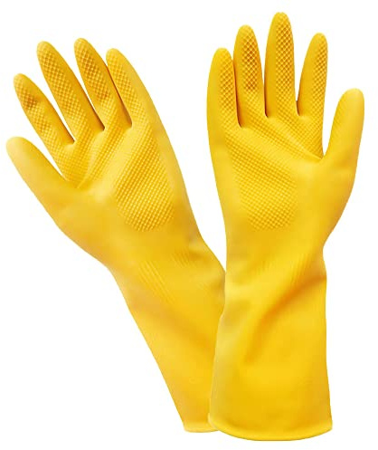 Guantes de trabajo multiusos, guantes de limpieza de látex natural para cocina, jardín y garaje (talla M, 1 par)
