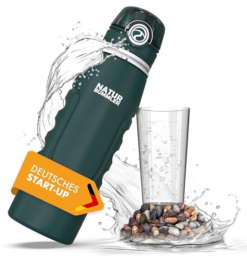 NATURBUMMLER Wasserfilter Flasche [750 ml] faltbar & ultraleicht – Filtert 99,99 % aller Bakterien (200L Kapazität) – Trinkflasche mit Filter für Outdoor Survival Camping & Wandern