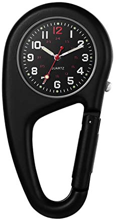JewelryWe Montre à Mousqueton Analogique avec Aiguilles Lumineuses, 1ATM Etanche, Porte Clé pour Homme et Femme, Mince pour Sac à Dos, Idéal pour Activités Extérieures