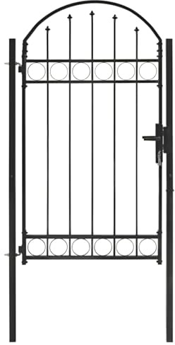 Verderoom Cancelli in Ferro, Recinzione Giardino Esterno, Cancello Giardino, SECOLI Cancello per Recinzione ad Arco in Acciaio 100x175 cm Nero