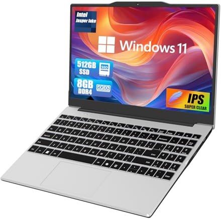 2025 Neueste Tragbarer Laptop für Studenten und Unternehmen,14 Zoll Notebook Computer FHD IPS Display,8GB RAM 512GB SSD,Celeron N5095(Bis zu 2.9GHz,Beats N4020),QWERTY Numerische Tastatur,WiFi,Webcam