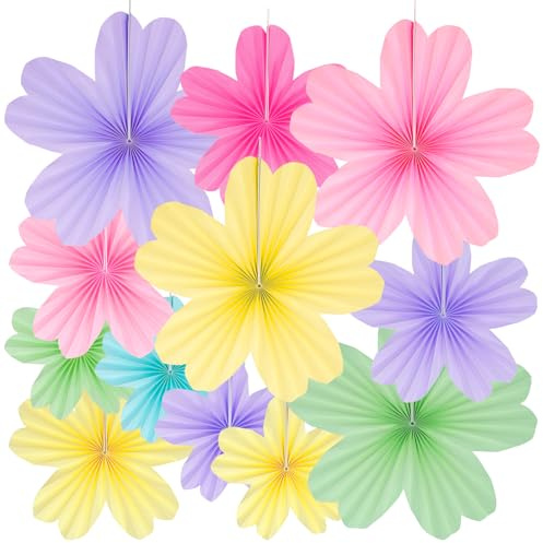 Neikafan 12 Piezas Flores de Papel Abanicos de Papel con Flores Guirnaldas Decor Guirnaldas Colgantes Multicolor FloresPapel Decor para Graduaciones Bodas Cumpleaños Fiestas Bodas y Carnaval