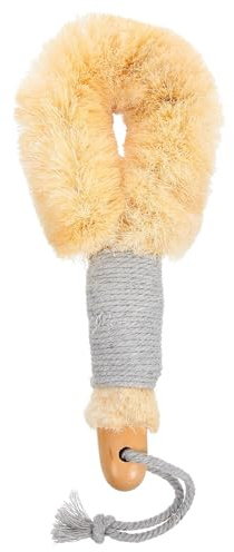 SECFOU Brosse de Bain Dos Long Manche en Bois et Corde de Coton, Exfoliant pour Peaux Mortes, Massage Confortable, Améliore la Circulation Sanguine