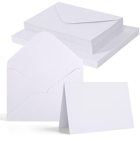 60 Cartes Vierges et Enveloppes, 60 Pièces Enveloppe Avec 60 Cartes Vierges, Cartes Pliantes Blanches Enveloppe Blanche pour Cartes de Mariage Invitations Vœux de Noël