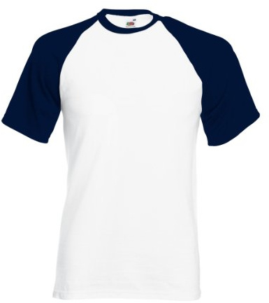 Fruit of the Loom Baseball Classic Short Sleeve Top de Sport, Blanc/Bleu Marine, M Homme