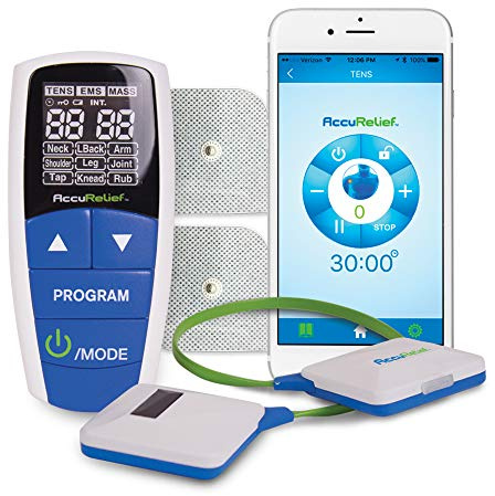 AccuRelief Wireless Tens Unit and EMS Muscle Stimulator - Includes Pulse Massager - Pain Relief Device with Remote and Mobile App, TENS Machine, TENS Device