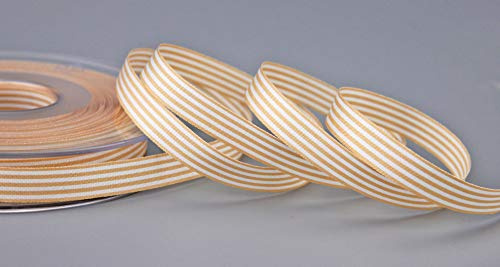 Dekorband (0,55 €/m) ränder beige 9 mm x 25 m (rulle) ränder presentband band tygband randig elegant presentförpackning födelsedag påsk dekoration premium band kort