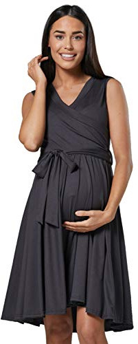 HAPPY MAMA. Para Mujer Vestido en Capas Premamá de Lactancia Sin Mangas 078p (Grafito, 36, S)