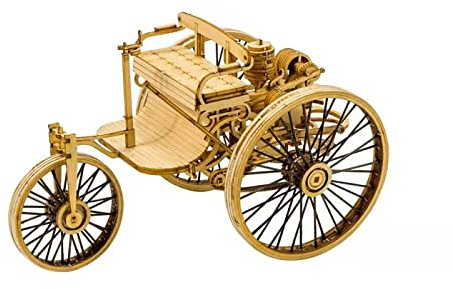 Viloyaga Modelo de madera 3D – El primer coche del mundo, rompecabezas de madera ecológica cortado con láser, automóvil histórico vintage, pantalla de escritorio, regalo para adultos y adolescentes