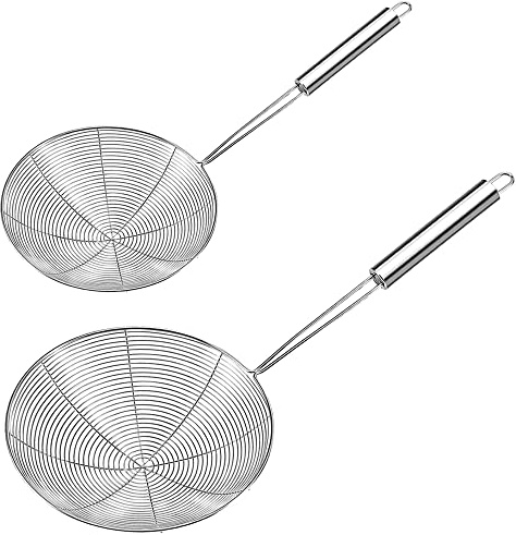 Aieraczy Spider Strainer Skimmer, Slotted Strainer, Stainless Steel Frying Spoon for Kitchen Cooking, Oil Filter, Pasta, Noodle, Cooking Utensil